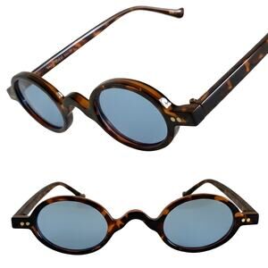 Tortoise & Blue Round Sunglasses For Mens Womens 80S 90S Indie Retro Rock Trendy
